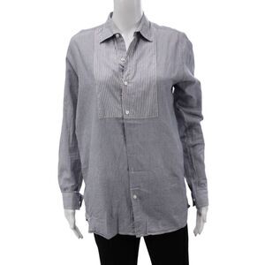Theory Womens Striped Cotton Button-Up Shirt Long Sleeve Size XS Petites